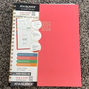 At-A-Glance Academic Pink monthly/weekly Office Planner